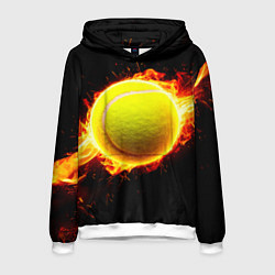 Толстовка-худи мужская Теннисный мяч в огне, цвет: 3D-белый