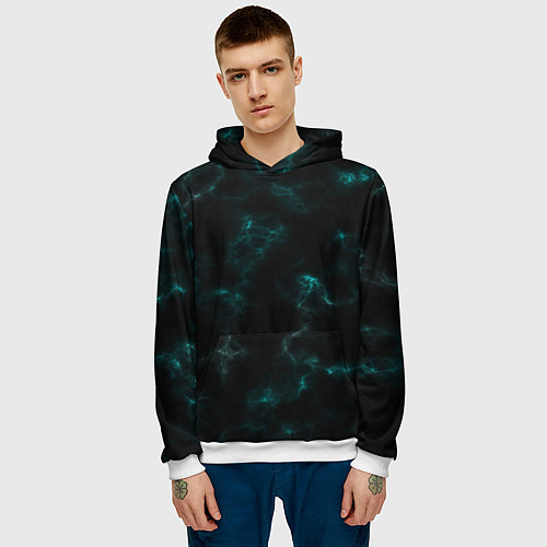 Мужская толстовка Color black turquoise / 3D-Белый – фото 3