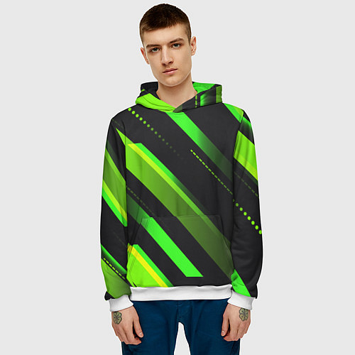 Мужская толстовка Color black green / 3D-Белый – фото 3
