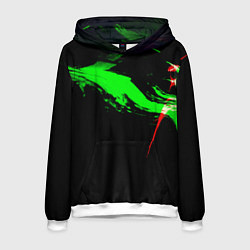 Толстовка-худи мужская Color black green red, цвет: 3D-белый