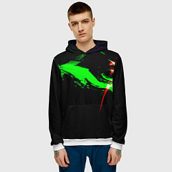 Толстовка-худи мужская Color black green red, цвет: 3D-белый — фото 2