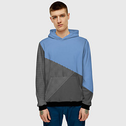 Толстовка-худи мужская Сине-серый геометричный, цвет: 3D-черный — фото 2