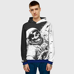 Толстовка-худи мужская Скелет в космосе черно-белый, цвет: 3D-синий — фото 2