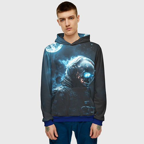 Мужская толстовка Скелет космонавта и полнолуние / 3D-Синий – фото 3