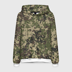 Толстовка-худи мужская Камуфляж защитный пиксельный, цвет: 3D-белый