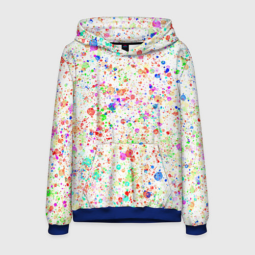 Мужская толстовка Белый с разноцветными брызгами / 3D-Синий – фото 1
