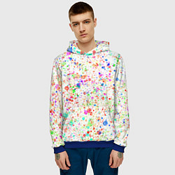 Толстовка-худи мужская Белый с разноцветными брызгами, цвет: 3D-синий — фото 2