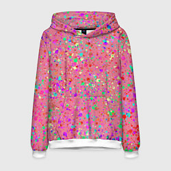 Толстовка-худи мужская Розовый с разноцветными брызгами, цвет: 3D-белый