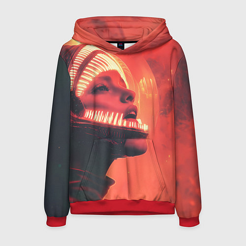 Мужская толстовка Скафандр Чужого на девушке / 3D-Красный – фото 1
