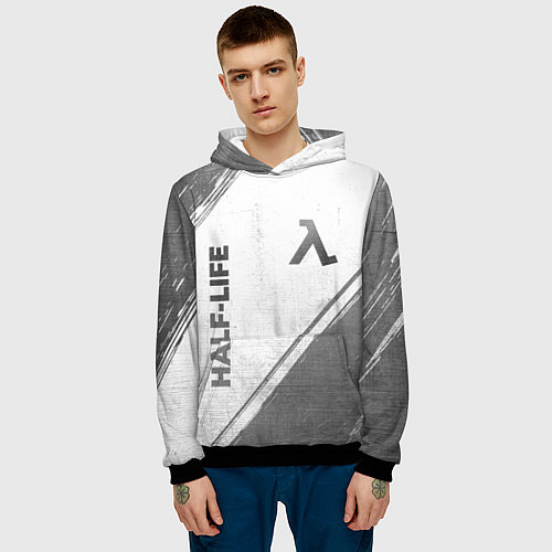 Мужская толстовка Half-Life - white gradient вертикально / 3D-Черный – фото 3