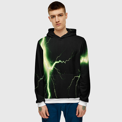 Мужская толстовка Lightning yellow текстура / 3D-Белый – фото 3