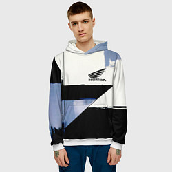 Толстовка-худи мужская Honda логотип, цвет: 3D-белый — фото 2