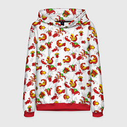 Толстовка-худи мужская Русский народный орнамент в стиле росписей Северно, цвет: 3D-красный