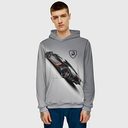 Толстовка-худи мужская Lamborghini - racing car, цвет: 3D-меланж — фото 2