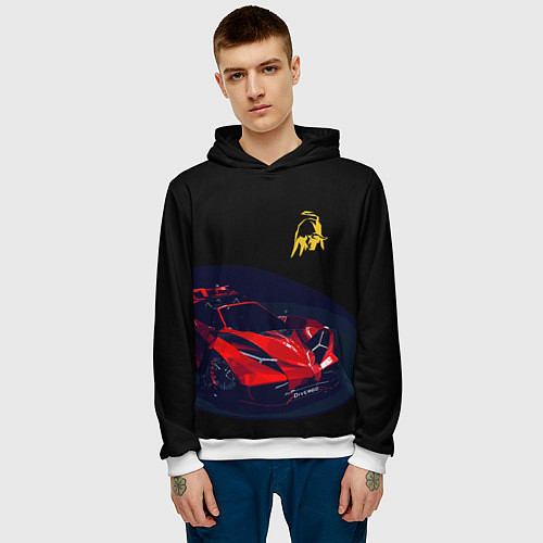 Мужская толстовка Lamborghini Diverso - motorsport / 3D-Белый – фото 3
