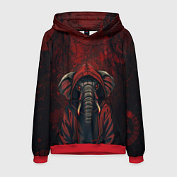 Толстовка-худи мужская Слон в балахоне, цвет: 3D-красный