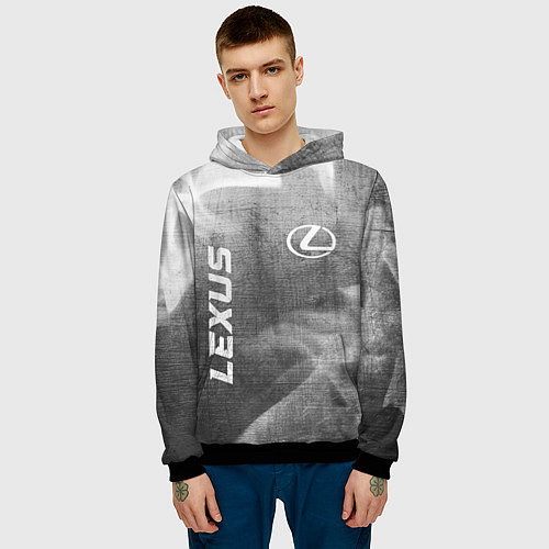 Мужская толстовка Lexus - grey gradient вертикально / 3D-Черный – фото 3