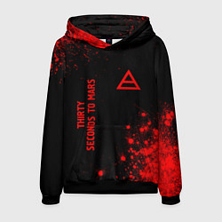 Толстовка-худи мужская Thirty Seconds to Mars - red gradient вертикально, цвет: 3D-черный
