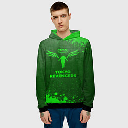 Толстовка-худи мужская Tokyo Revengers - green gradient, цвет: 3D-черный — фото 2
