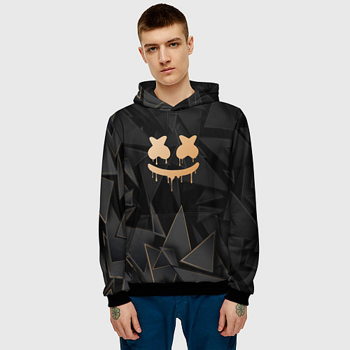 Мужская толстовка Marshmello golden poly / 3D-Черный – фото 3