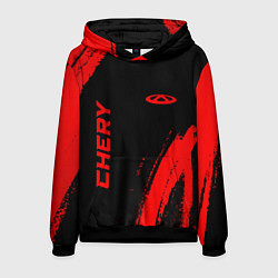 Толстовка-худи мужская Chery - red gradient вертикально, цвет: 3D-черный