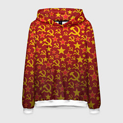 Толстовка-худи мужская Серп и молот паттерн, цвет: 3D-белый