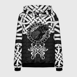 Толстовка-худи мужская Узор - ворон, цвет: 3D-черный
