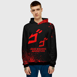 Толстовка-худи мужская JoJo Bizarre Adventure - red gradient, цвет: 3D-черный — фото 2