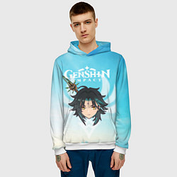 Толстовка-худи мужская Genshin Impact - персонаж Сяо, цвет: 3D-белый — фото 2