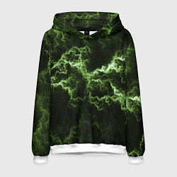 Толстовка-худи мужская Lightning green glow, цвет: 3D-белый