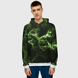Толстовка-худи мужская Lightning green glow, цвет: 3D-белый — фото 2