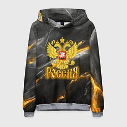 Толстовка-худи мужская Россия черно-желтый фон, цвет: 3D-меланж