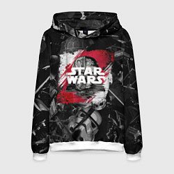 Толстовка-худи мужская Звездные войны патерн с героями, цвет: 3D-белый
