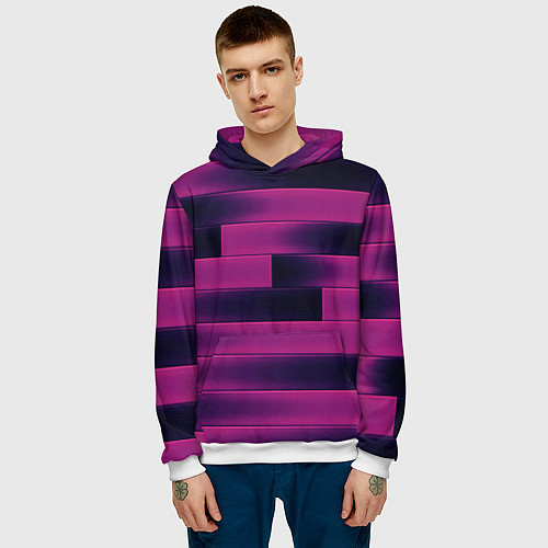 Мужская толстовка Color pink square / 3D-Белый – фото 3