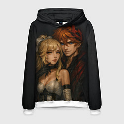 Толстовка-худи мужская Люмин и Тарталья реализм любовь, цвет: 3D-белый