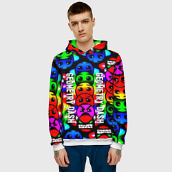 Толстовка-худи мужская Geometry dash neon gradient, цвет: 3D-белый — фото 2
