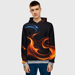 Толстовка-худи мужская The color is fire orange, цвет: 3D-меланж — фото 2