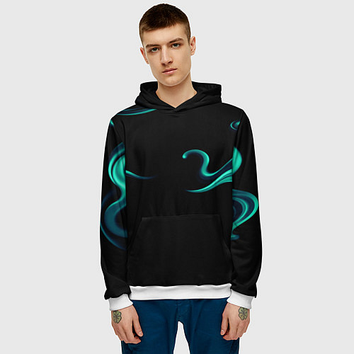 Мужская толстовка Color light blue abstraction / 3D-Белый – фото 3