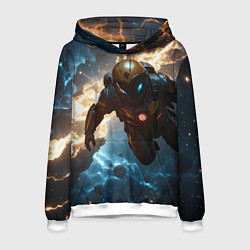 Толстовка-худи мужская Астронавт на фоне туманности, цвет: 3D-белый