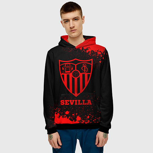 Мужская толстовка Sevilla - red gradient / 3D-Черный – фото 3