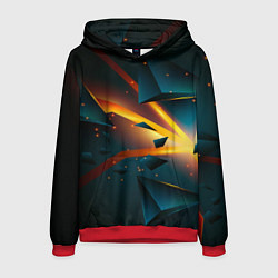 Толстовка-худи мужская Космический неоновый разлом, цвет: 3D-красный
