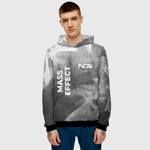 Мужская толстовка Mass Effect - grey gradient вертикально / 3D-Черный – фото 3