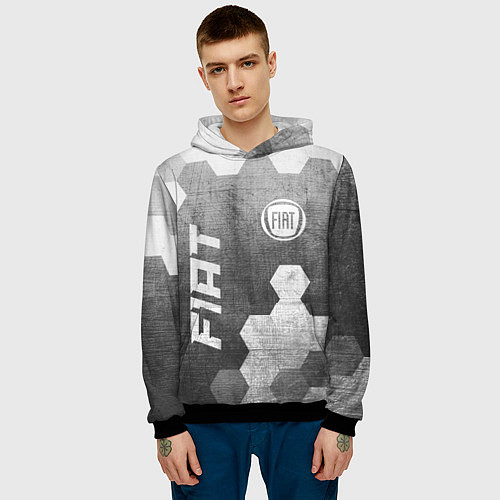 Мужская толстовка Fiat - grey gradient вертикально / 3D-Черный – фото 3