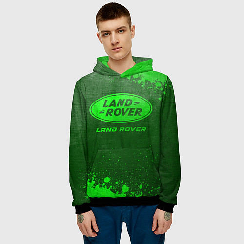 Мужская толстовка Land Rover - green gradient / 3D-Черный – фото 3
