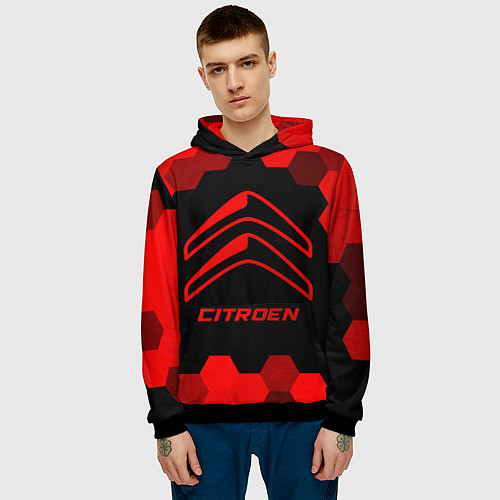 Мужская толстовка Citroen - red gradient / 3D-Черный – фото 3
