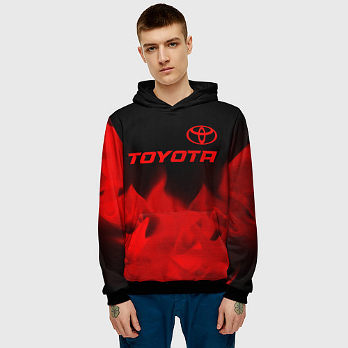Мужская толстовка Toyota - red gradient посередине / 3D-Черный – фото 3