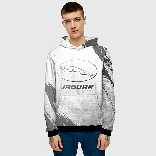Мужская толстовка Jaguar - white gradient / 3D-Черный – фото 3