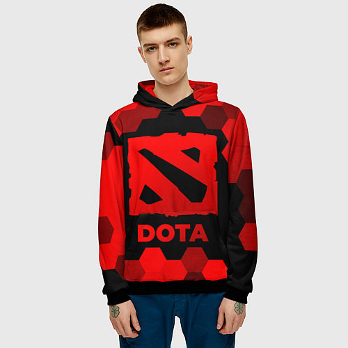 Мужская толстовка Dota - red gradient / 3D-Черный – фото 3