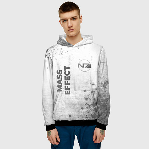 Мужская толстовка Mass Effect - white gradient вертикально / 3D-Черный – фото 3