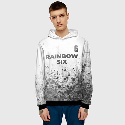 Мужская толстовка Rainbow Six - white gradient посередине / 3D-Черный – фото 3